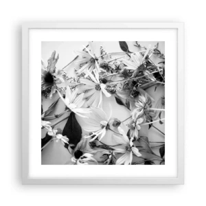 Plakat i hvid ramme - Blomster uden buket - 40x40 cm