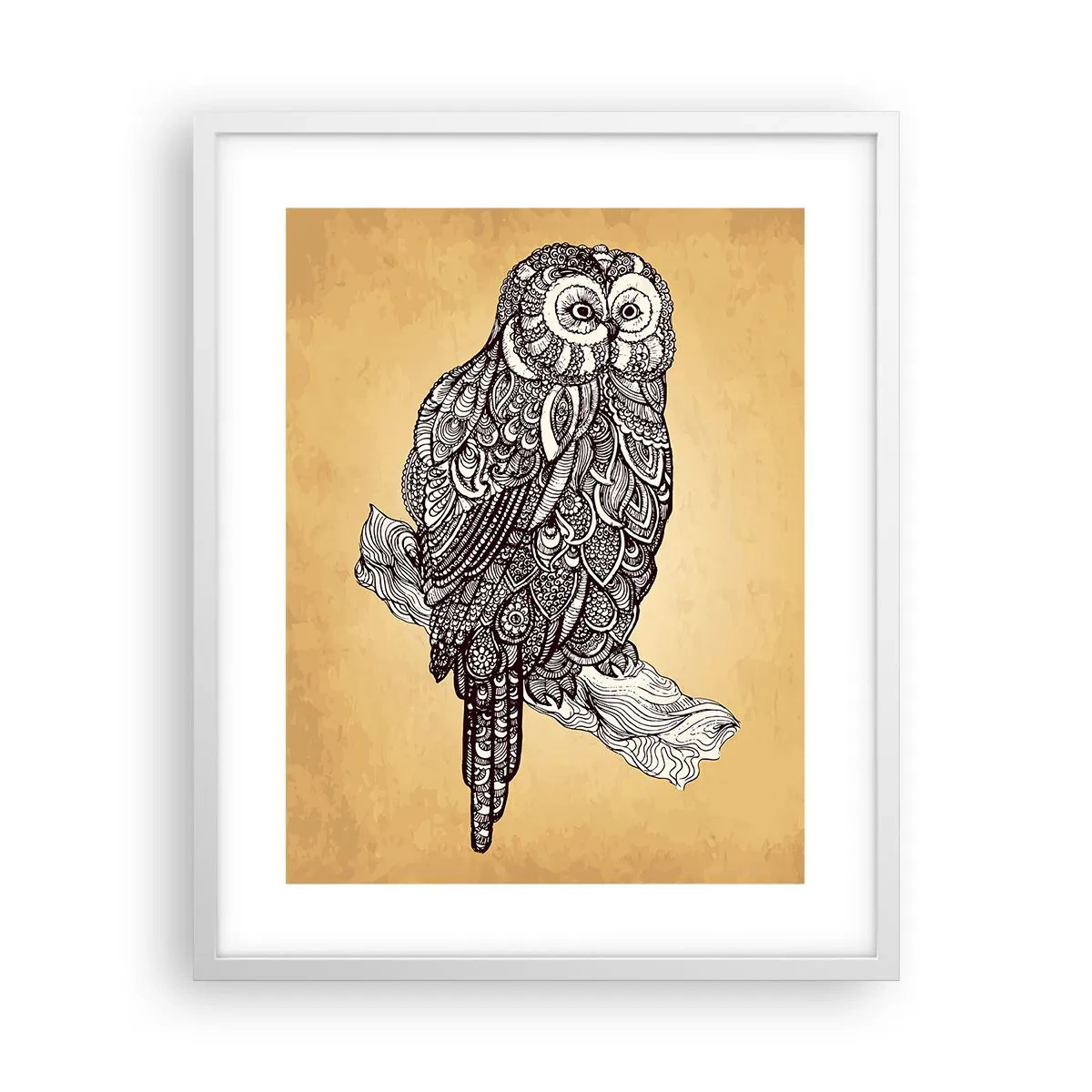 Plakat i hvid ramme - Indviklede ornamenter af visdom - 40x50 cm