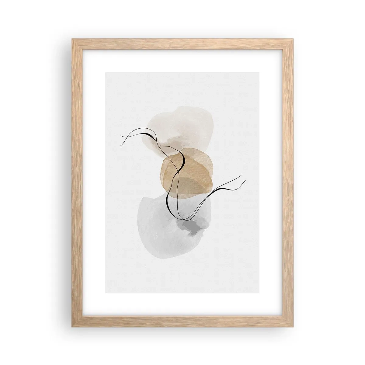 Plakat i ramme af lyst egetræ - Perler i luften - 30x40 cm