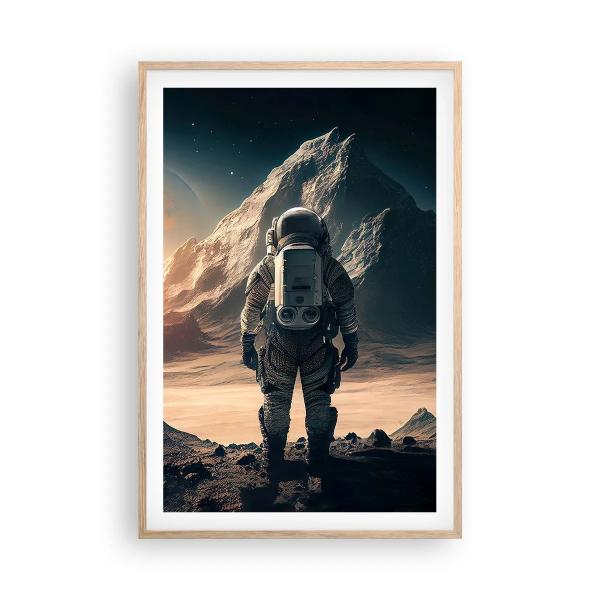 Plakat i ramme af lyst egetræ - En ny udfordring - 61x91 cm