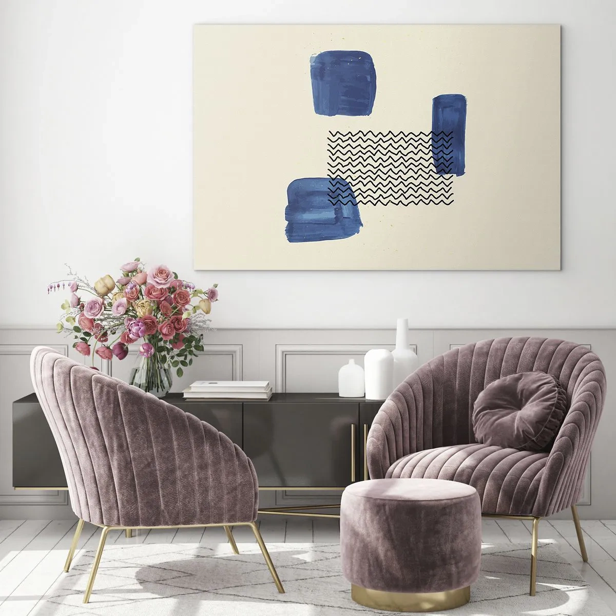 Billede på glas - Abstrakt kvartet - 120x80 cm
