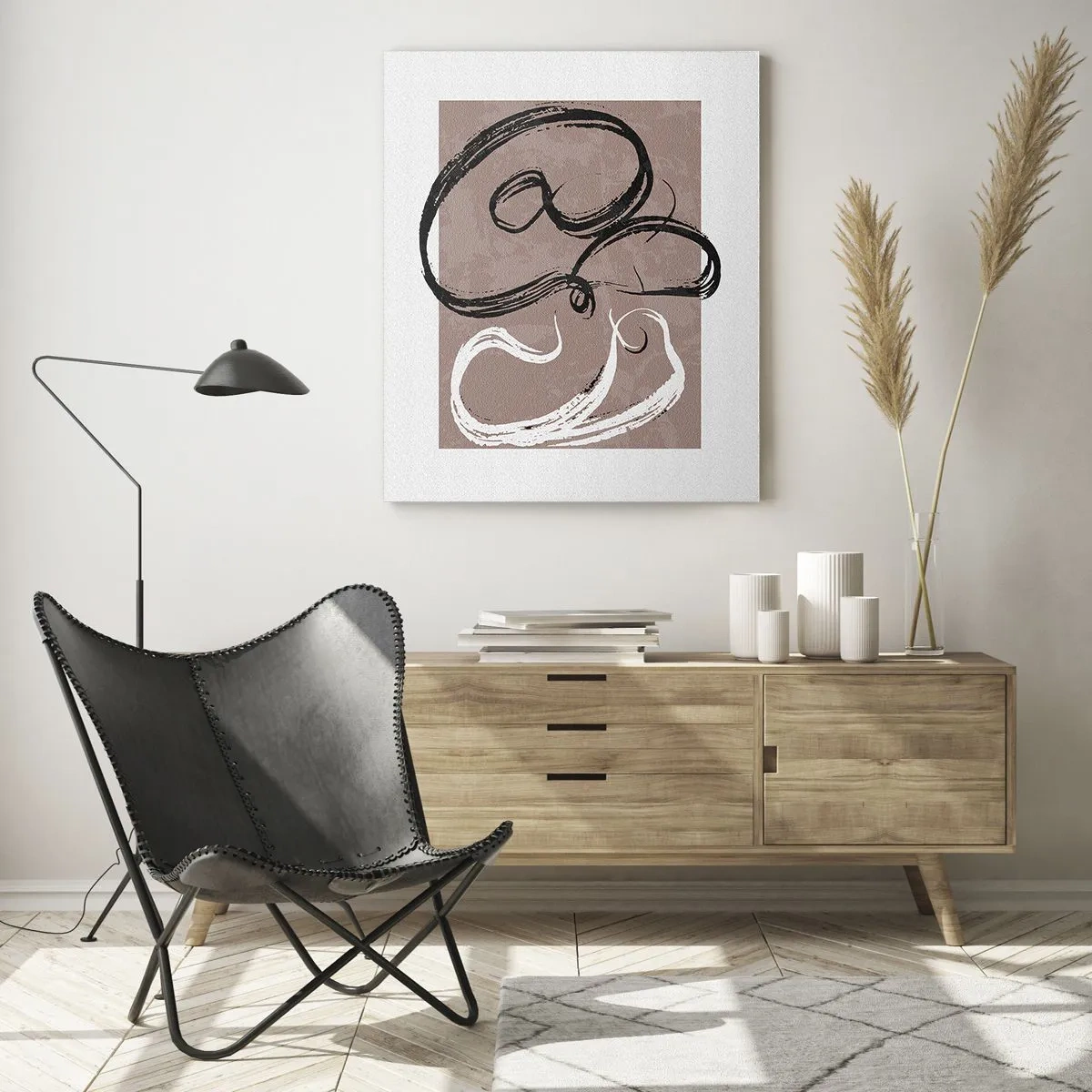Billede på glas - Komposition - en søgen efter fuldstændighed - 50x70 cm