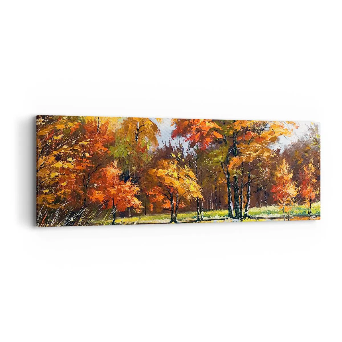 Lærredstryk - Billede på lærred - Landskab i guld og bronze - 90x30 cm