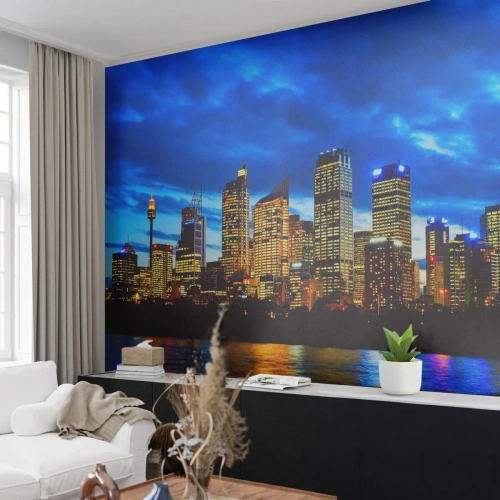 Fototapet Premium Sand - En nat med lys og farver - By, Sydney, Arkitektur - 100x70 cm