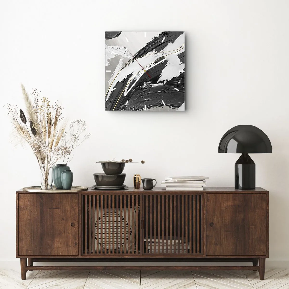 Vægur, Uret - Abstraktion med flair - 30x30 cm