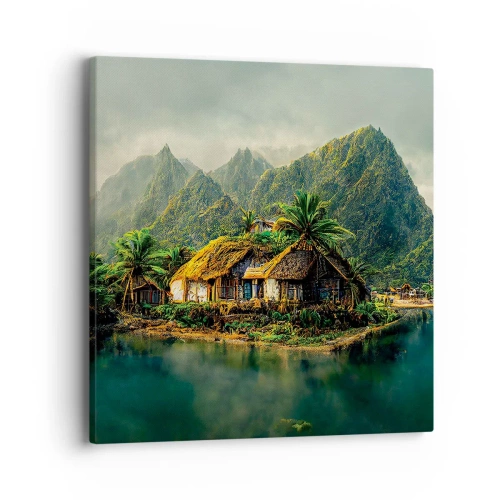 Lærredstryk - Billede på lærred - Tropisk paradis - 40x40 cm