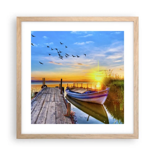 Plakat i ramme af lyst egetræ - Farvel, indtil i morgen - 40x40 cm