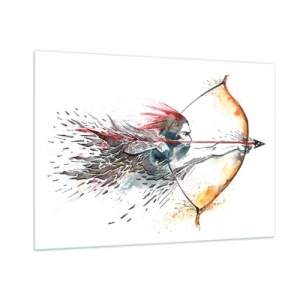Billede på glas - Mytisk kriger med en brændende bue - 100x70 cm