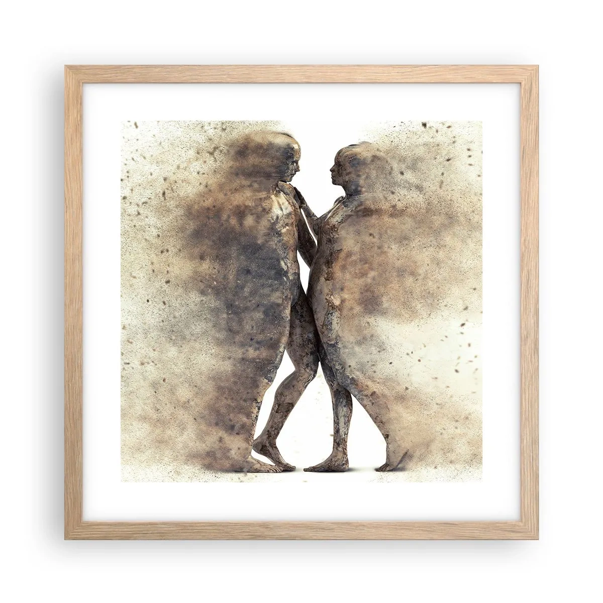 Plakat i ramme af lyst egetræ - Fra støv steg de til kærlighed - 40x40 cm