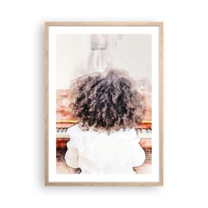 Plakat i ramme af lyst egetræ - i et ny verden - 50x70 cm