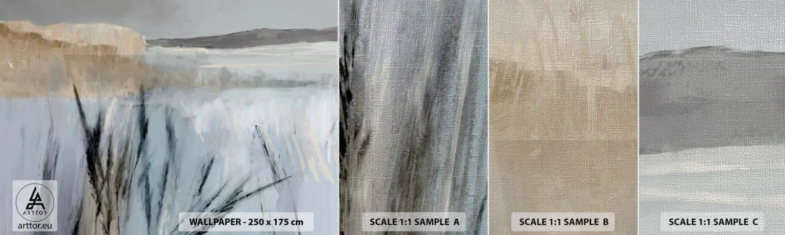 Prøve Fototapet Premium Canvas - Vintermarker - Lyse, Minimalisme, Stykke - 100x30 cm