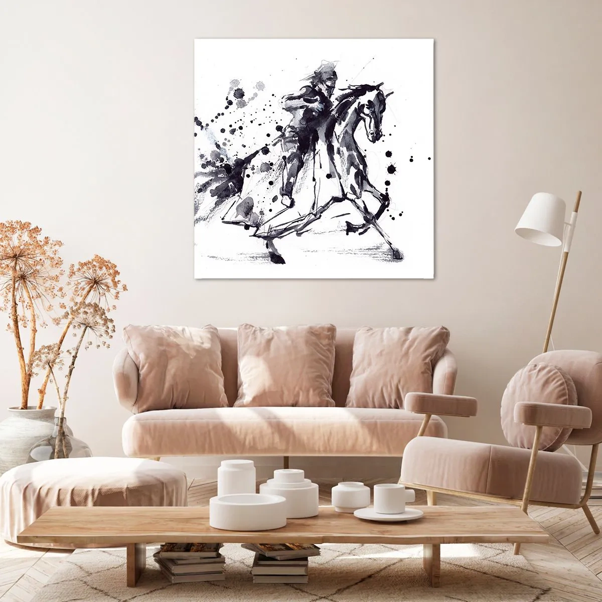 Lærredstryk - Billede på lærred - Sort ridder - 50x50 cm