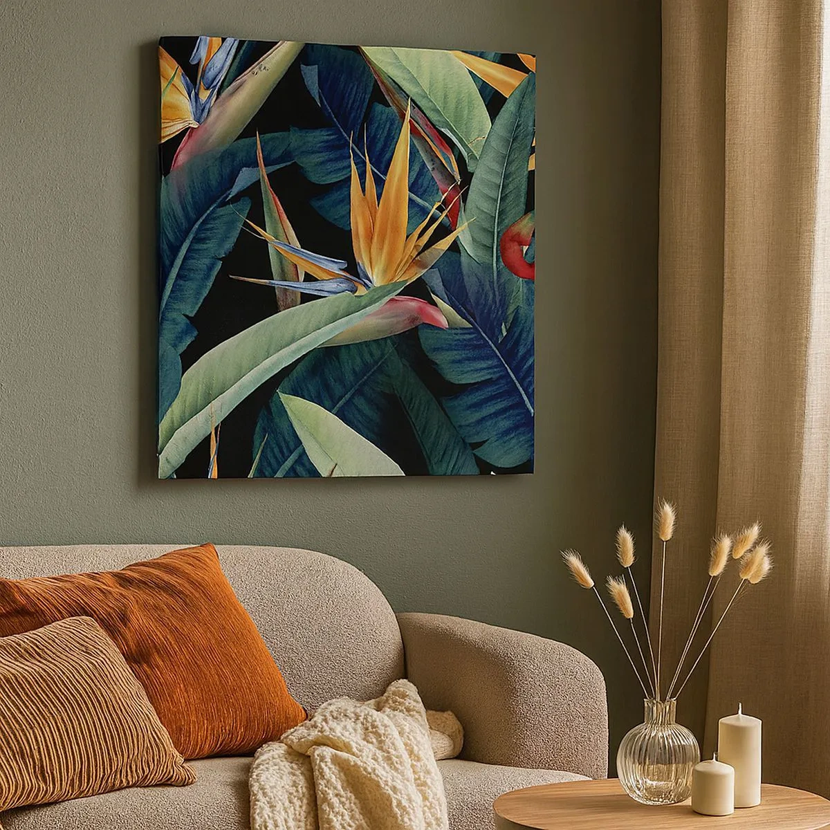 Lærredstryk - Billede på lærred - Flammeblomster i troperne - 30x30 cm