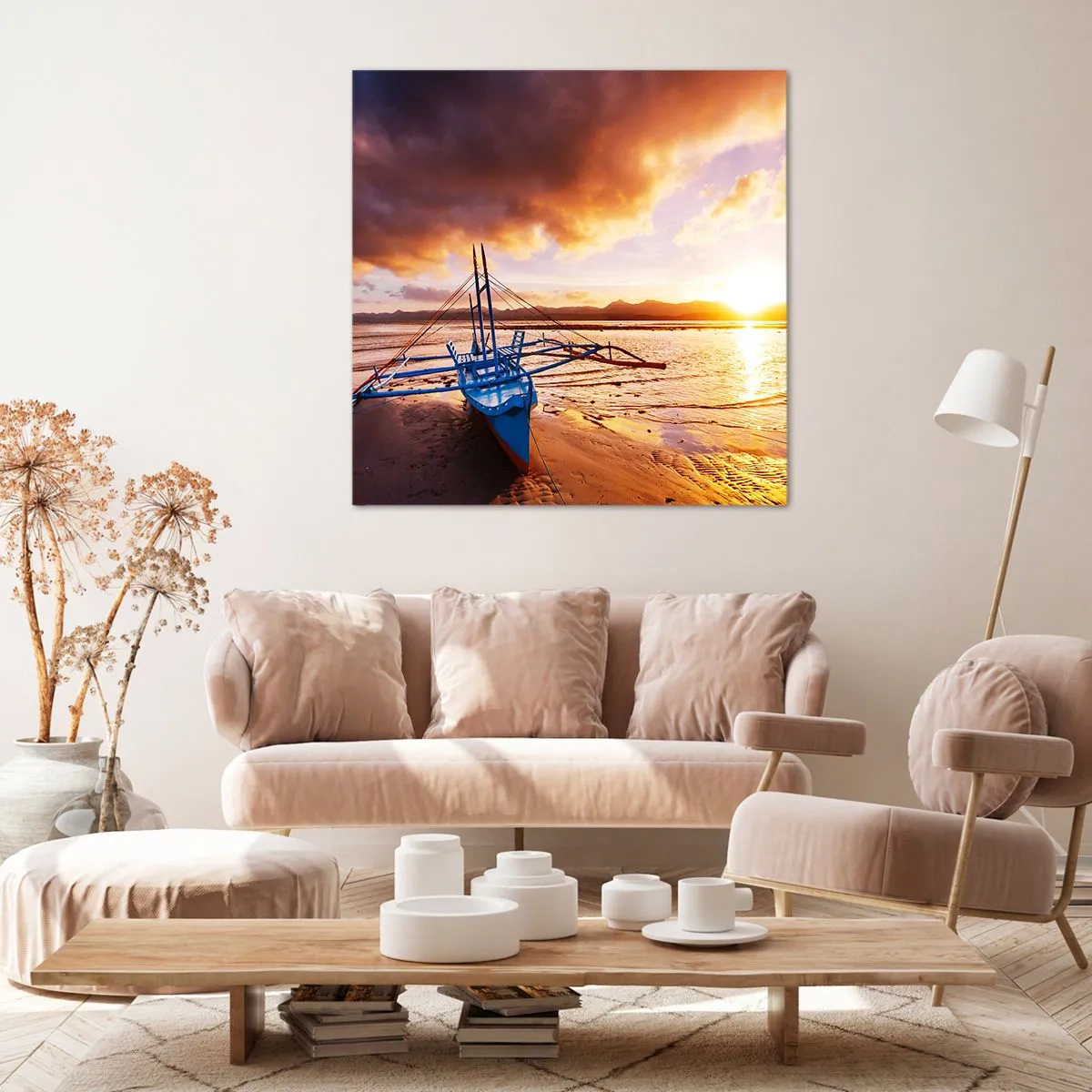 Lærredstryk - Billede på lærred - Efter en lang dag kan du strække dig ud på sandet - 30x30 cm