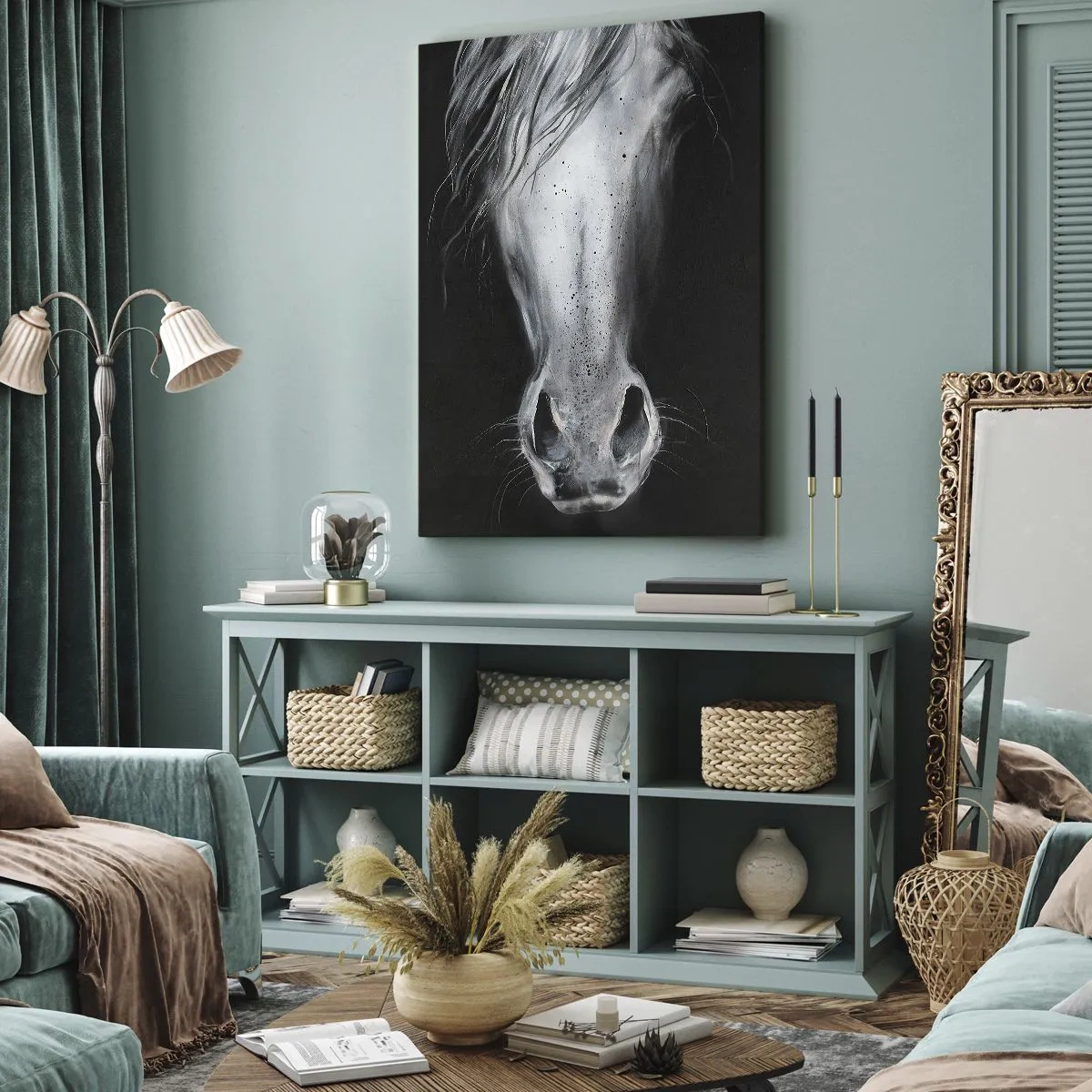 Lærredstryk - Billede på lærred - Forførende blik - 45x80 cm