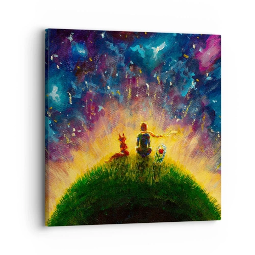 Lærredstryk - Billede på lærred - Kærlighed og venskab - hele verden - 30x30 cm