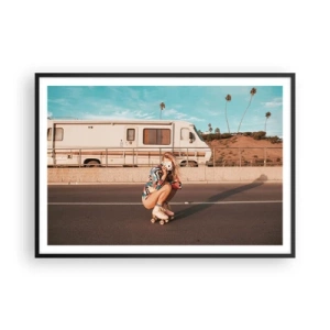 Plakat i sort ramme - Smil, tak! - 100x70 cm
