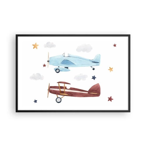 Plakat i sort ramme - Hr. pilot, vi venter! - 91x61 cm