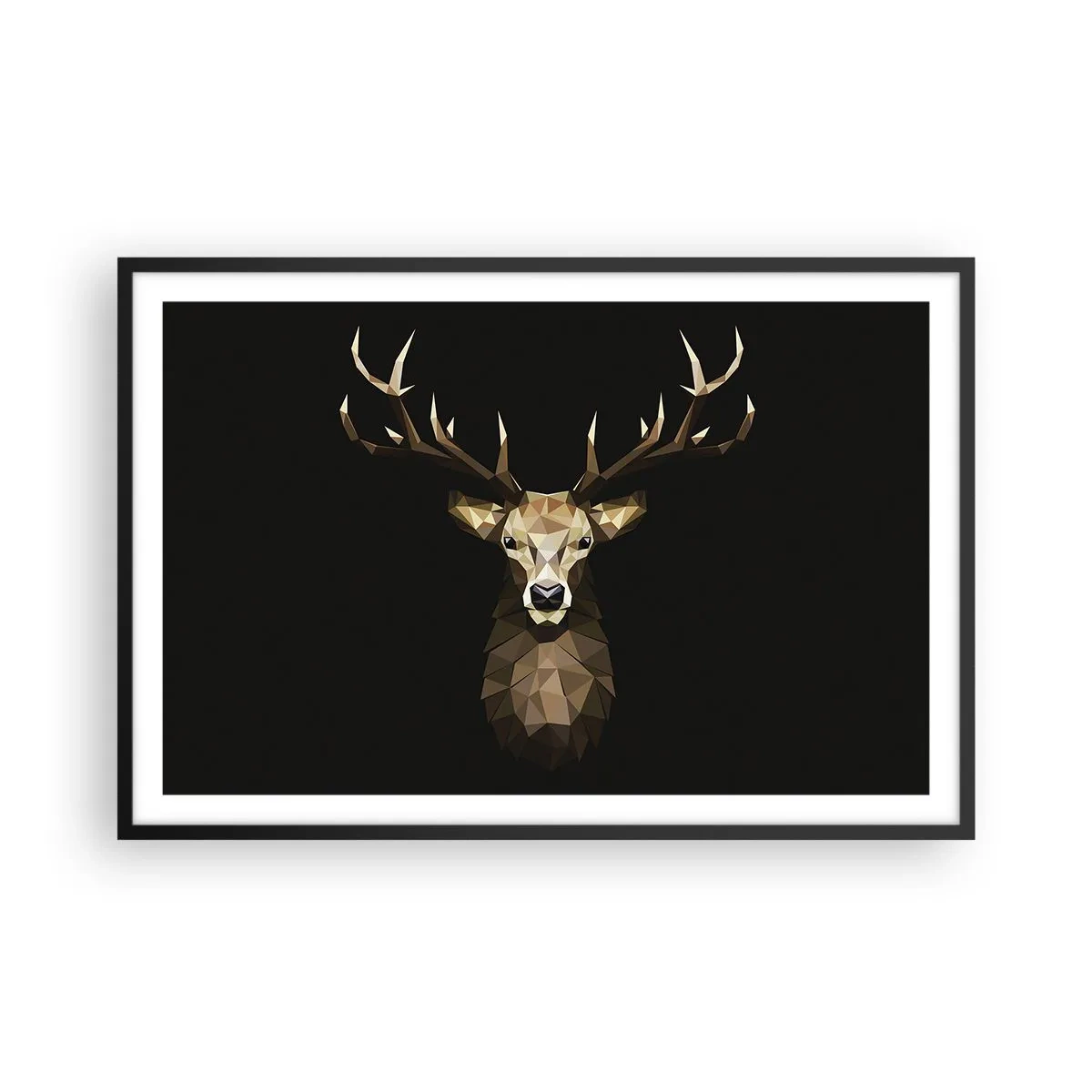 Plakat i sort ramme - Kubistisk hjort - 91x61 cm