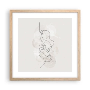 Plakat i ramme af lyst egetræ - Omfavnet i en omfavnelse - 40x40 cm