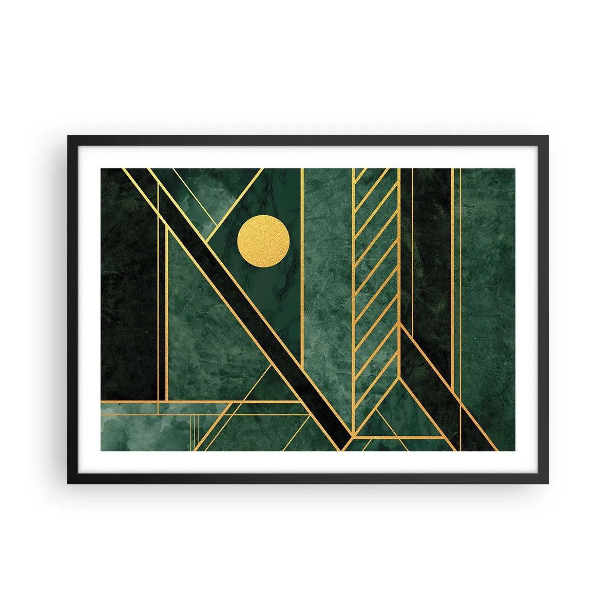 Plakat i sort ramme - Dynamikken i guld og azurblå - 70x50 cm