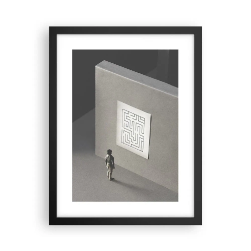 Plakat i sort ramme - Men hvor er jeg? - 30x40 cm