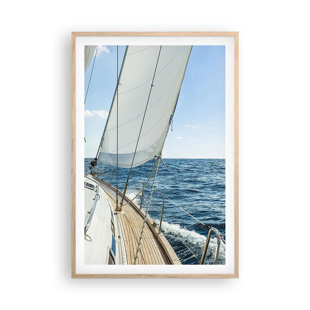 Plakat i ramme af lyst egetræ - Ahoj , eventyr - 61x91 cm
