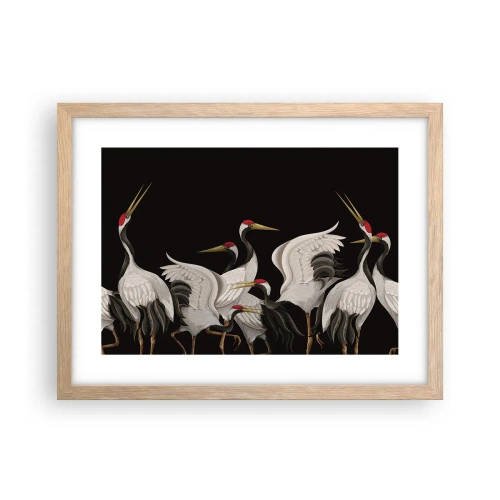 Plakat i ramme af lyst egetræ - Fugle anliggender - 40x30 cm