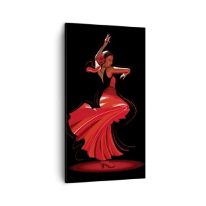 Lærredstryk - Billede på lærred - Flamencoens brændende ånd - 45x80 cm