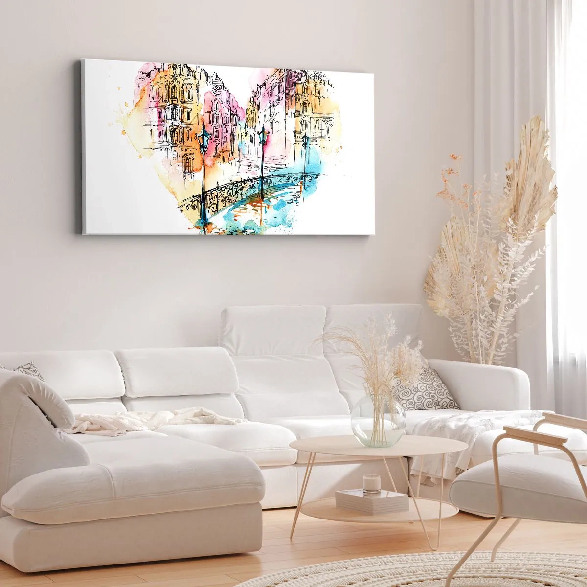 Lærredstryk - Billede på lærred - Byens hjerte - 120x50 cm