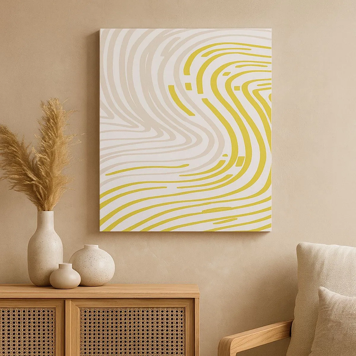 Lærredstryk - Billede på lærred - Komposition med et blidt sving - 30x30 cm