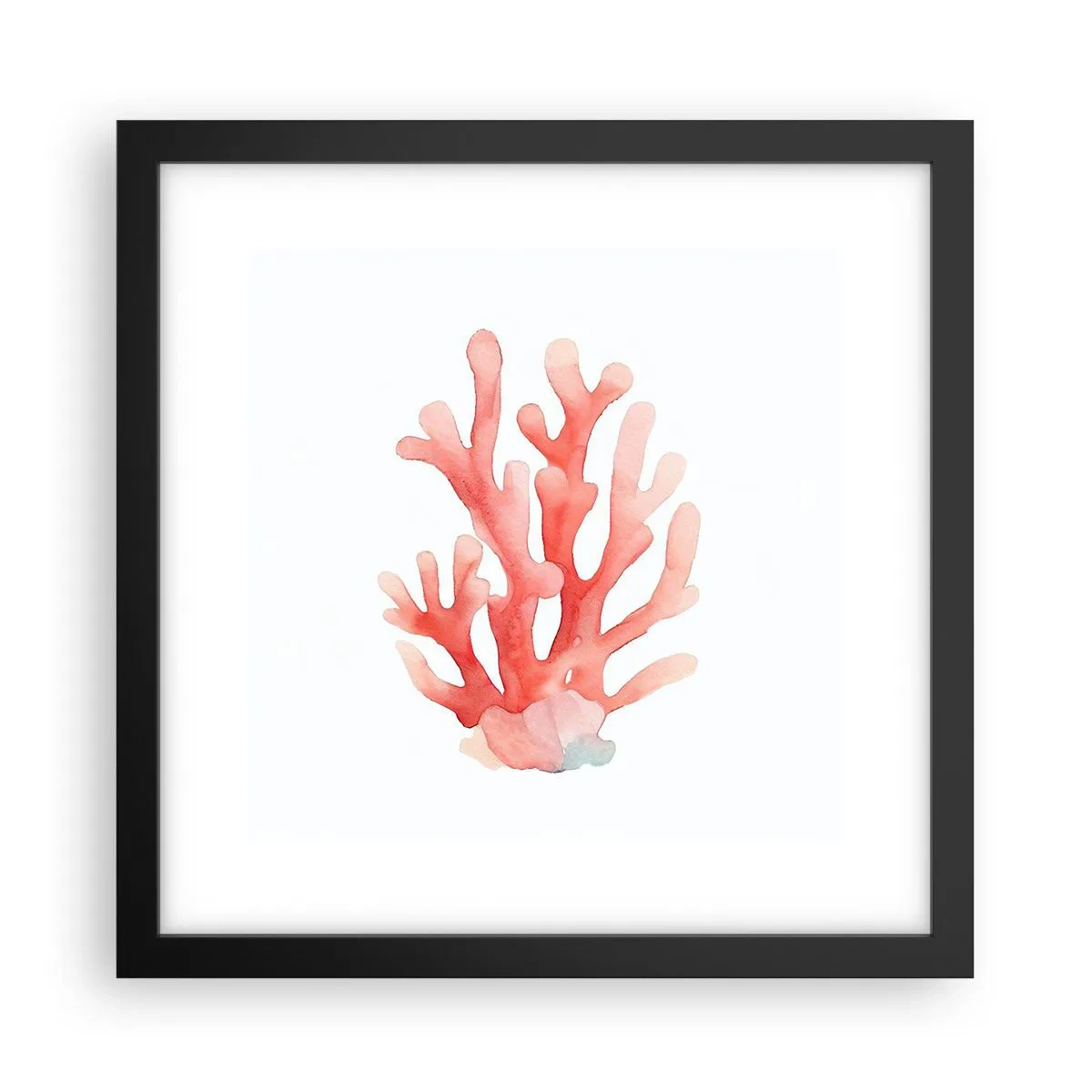 Plakat i sort ramme - Farven koral - 30x30 cm