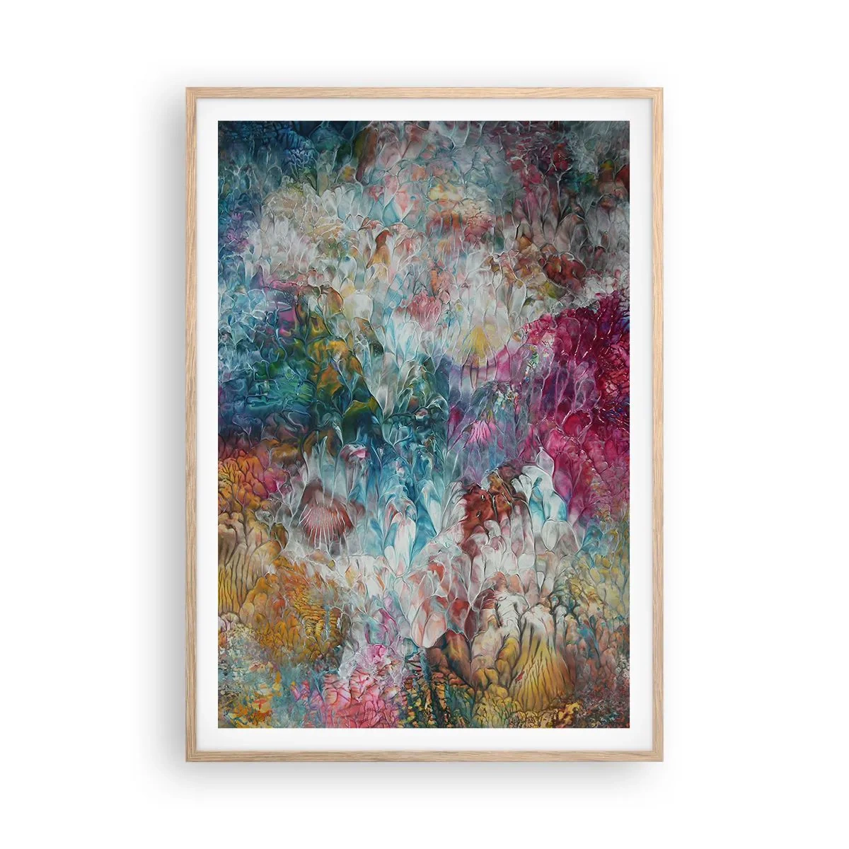 Plakat i ramme af lyst egetræ - I fuldt flor - 70x100 cm