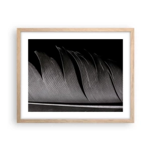 Plakat i ramme af lyst egetræ - Fjer - en vidunderlig konstruktion - 50x40 cm