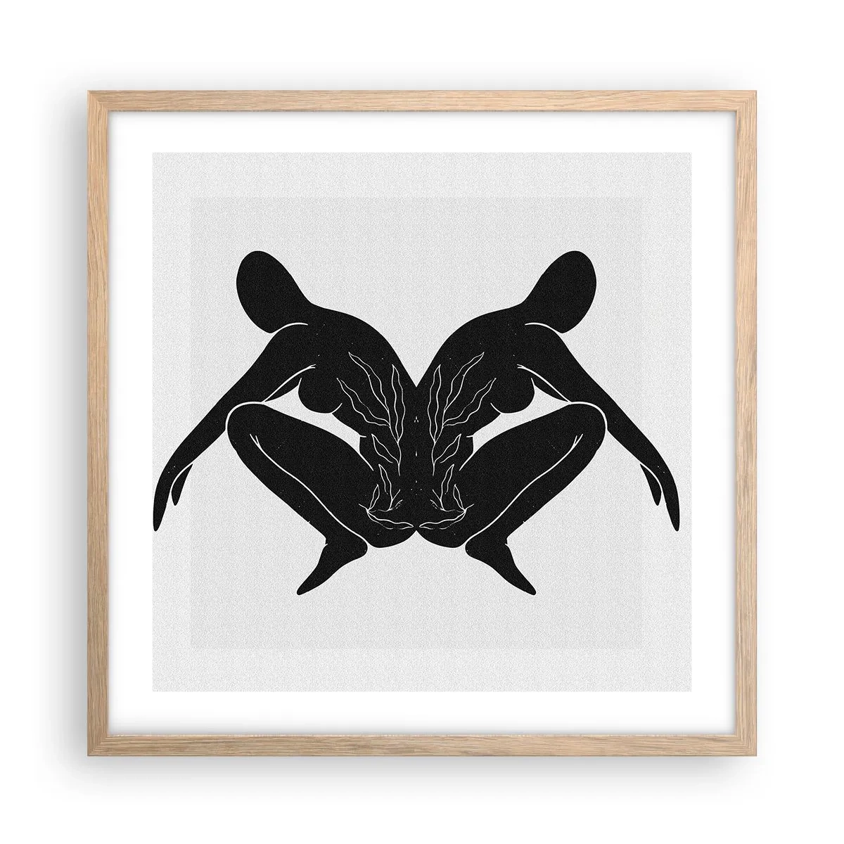 Plakat i ramme af lyst egetræ - En delt sjæl - 50x50 cm