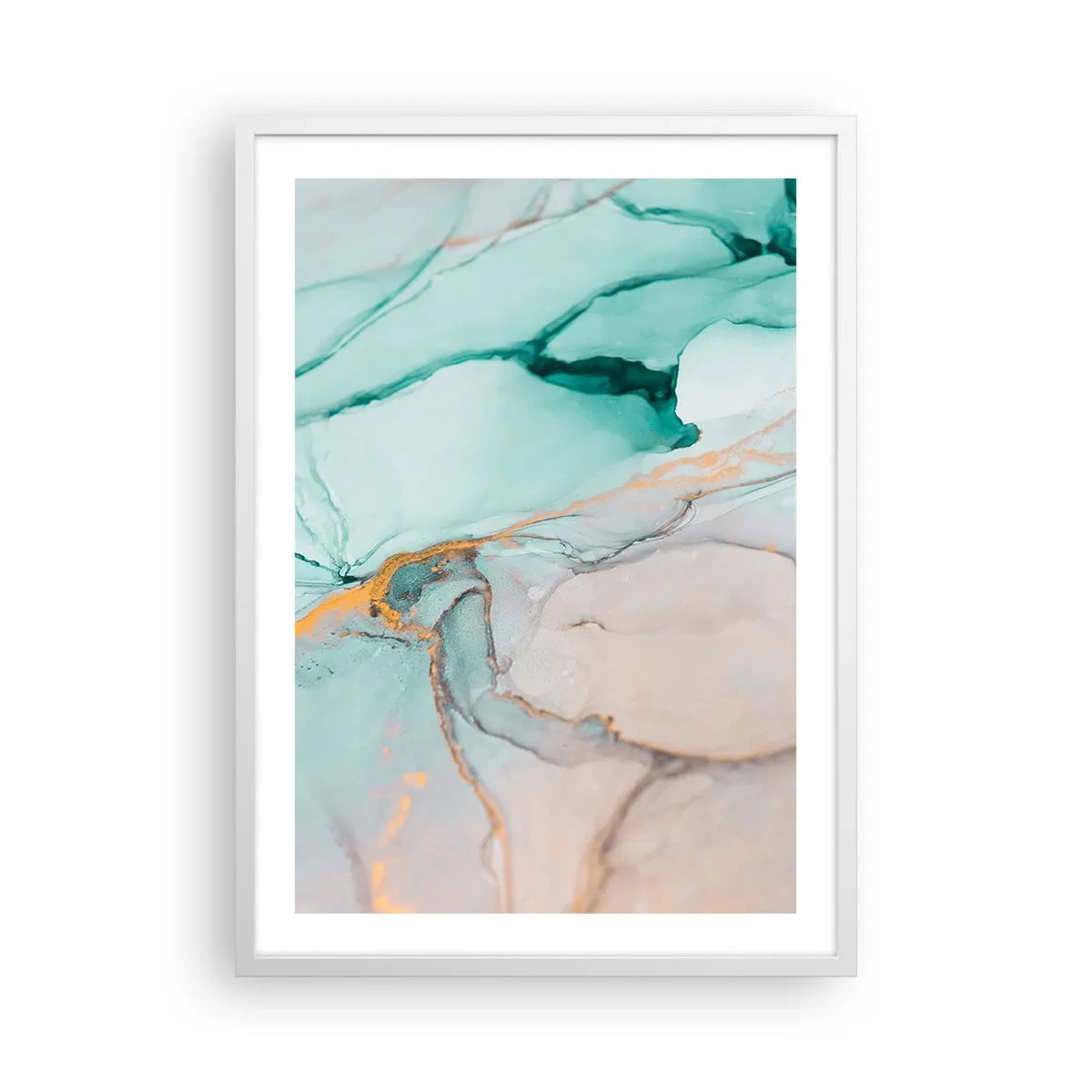 Plakat i hvid ramme - Dans af former og farver - 50x70 cm