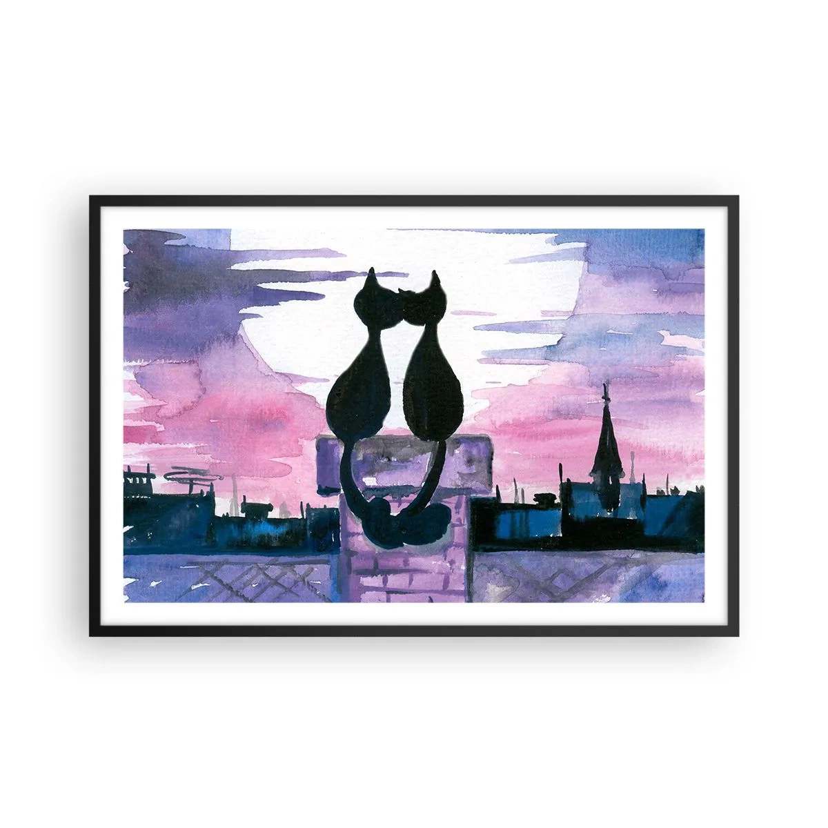 Plakat i sort ramme - Rendez-vous under månen - 91x61 cm