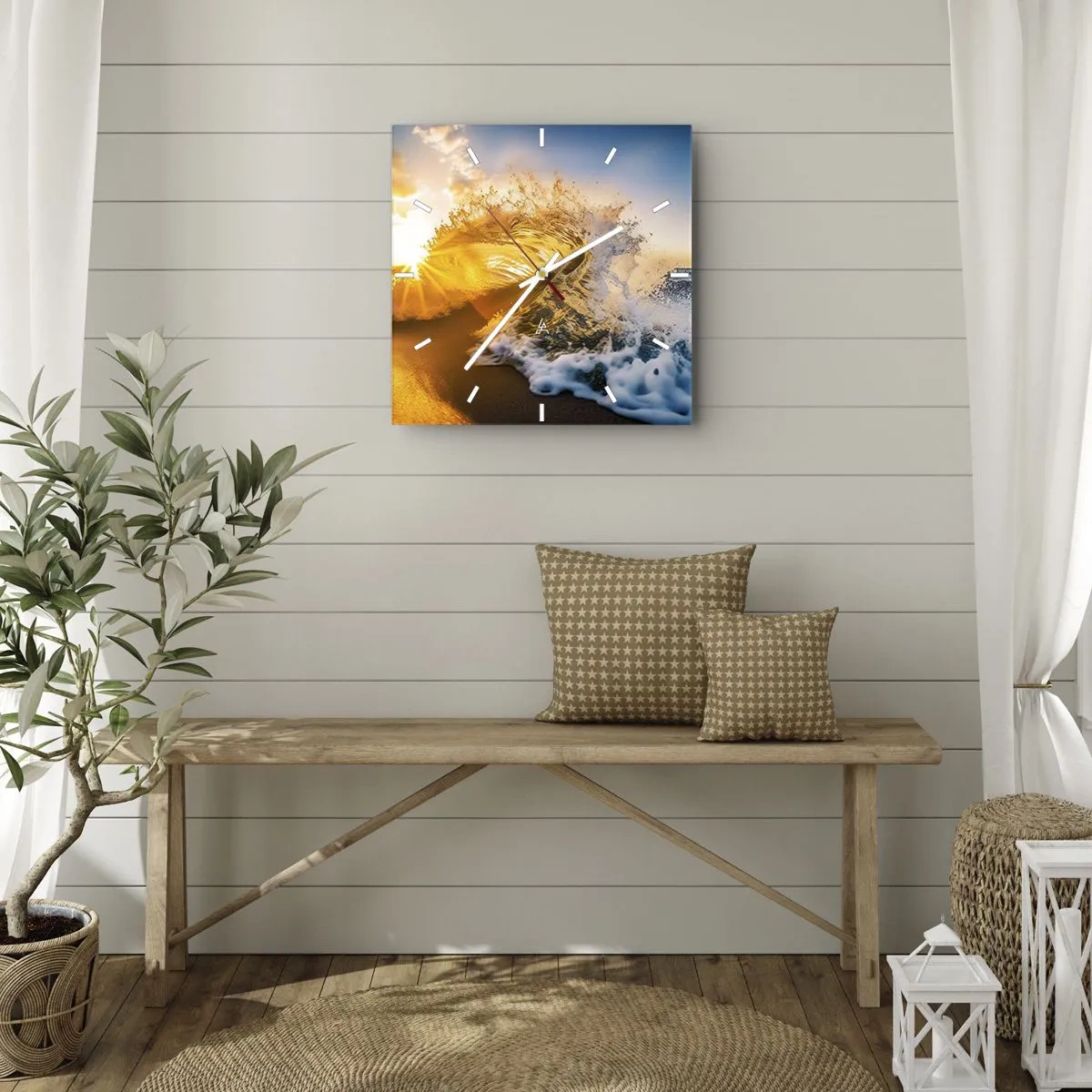 Vægur, Uret - Leg på sandet - 40x40 cm