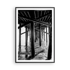 Plakat i sort ramme - Strandskjul - 70x100 cm