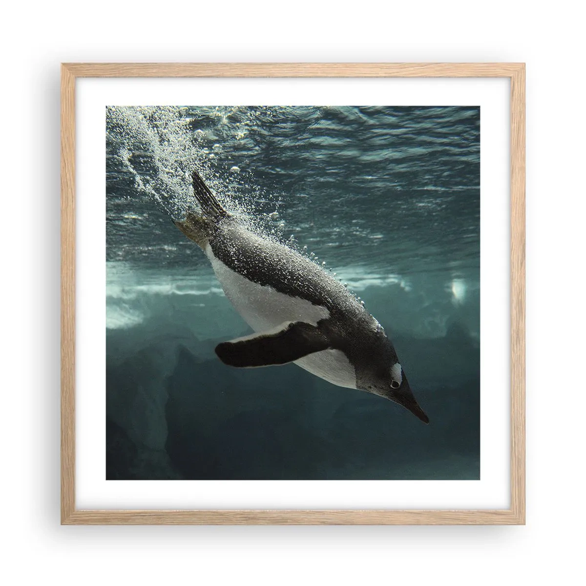 Plakat i ramme af lyst egetræ - Velkommen til min verden - 50x50 cm