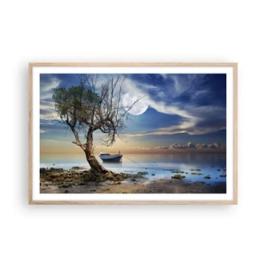 Plakat i ramme af lyst egetræ - Er dette enden eller begyndelsen? - 91x61 cm