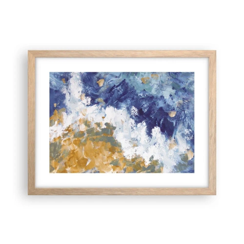 Plakat i ramme af lyst egetræ - Elementernes dans - 40x30 cm