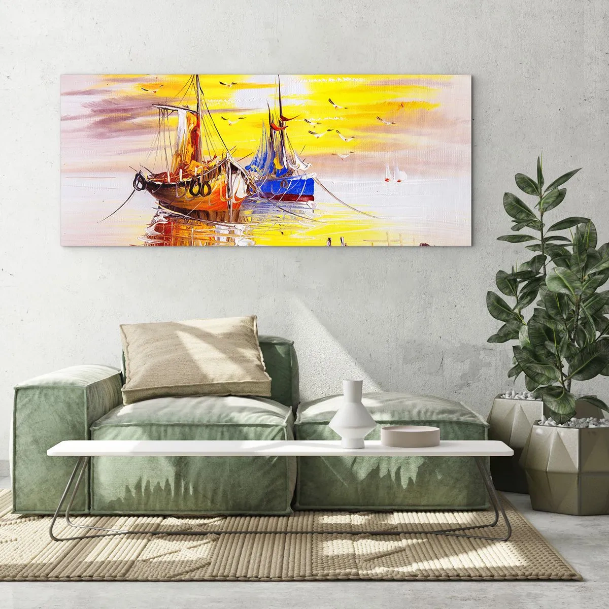 Billede på glas - Et velfortjent hvil i havnen - 90x30 cm