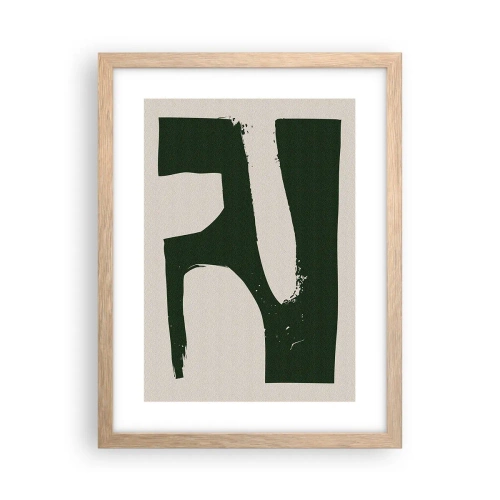 Plakat i ramme af lyst egetræ - Bugter af hvidt - 30x40 cm