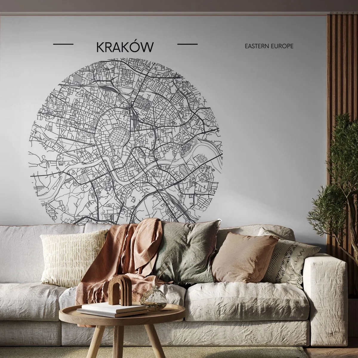 Fototapet Selvklæbende Deluxe Sticker - Krakows anatomi - Kort, Krakow, Polen - 100x70 cm