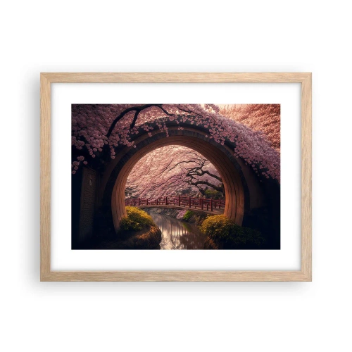 Plakat i ramme af lyst egetræ - Japansk forår - 40x30 cm