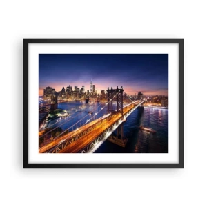 Plakat i sort ramme - En lysende bro til hjertet af byen - 50x40 cm