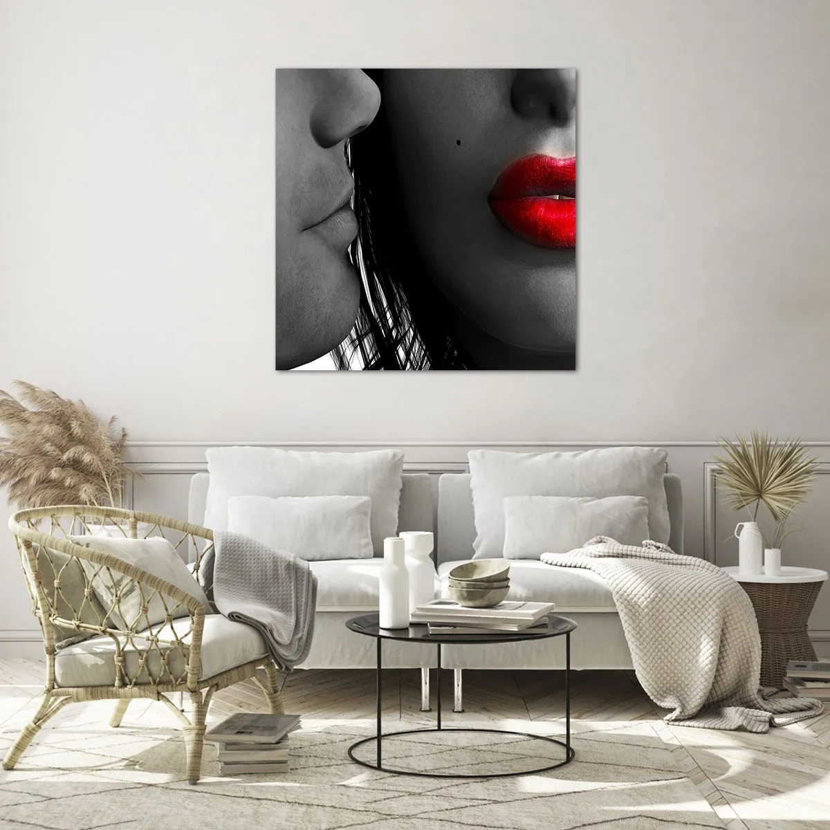 Billede på glas - Ansigt til ansigt  - 70x70 cm