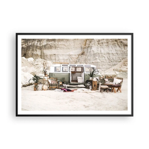 Plakat i sort ramme - Tid til at starte rejsen - 100x70 cm