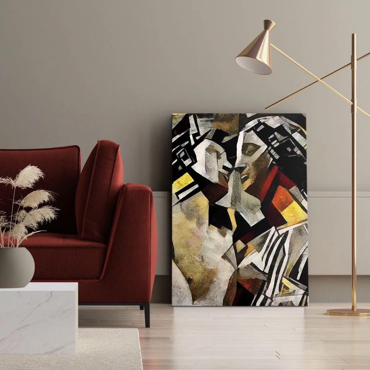 Lærredstryk - Billede på lærred - Statuesk kys - 50x70 cm